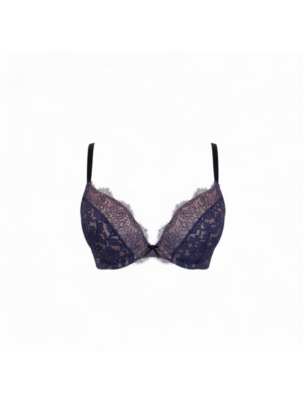 Victoria Secret Dream Angels push up underwire lace black purple bra size 36C